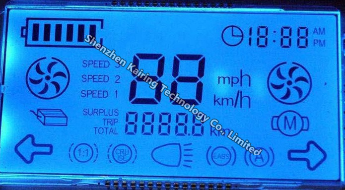 KDF5100 FSTN Segments LCD Positive Transmissive Wide Temperature Pin Industrial Equipment with White Backlight
